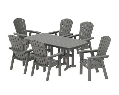 POLYWOOD® Nautical Curveback Adirondack 7-Piece Dining Set in Slate Grey