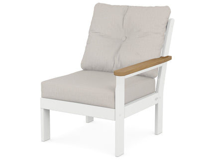 POLYWOOD® Vineyard Modular Right Arm Chair in White / Natural / Cast Ash