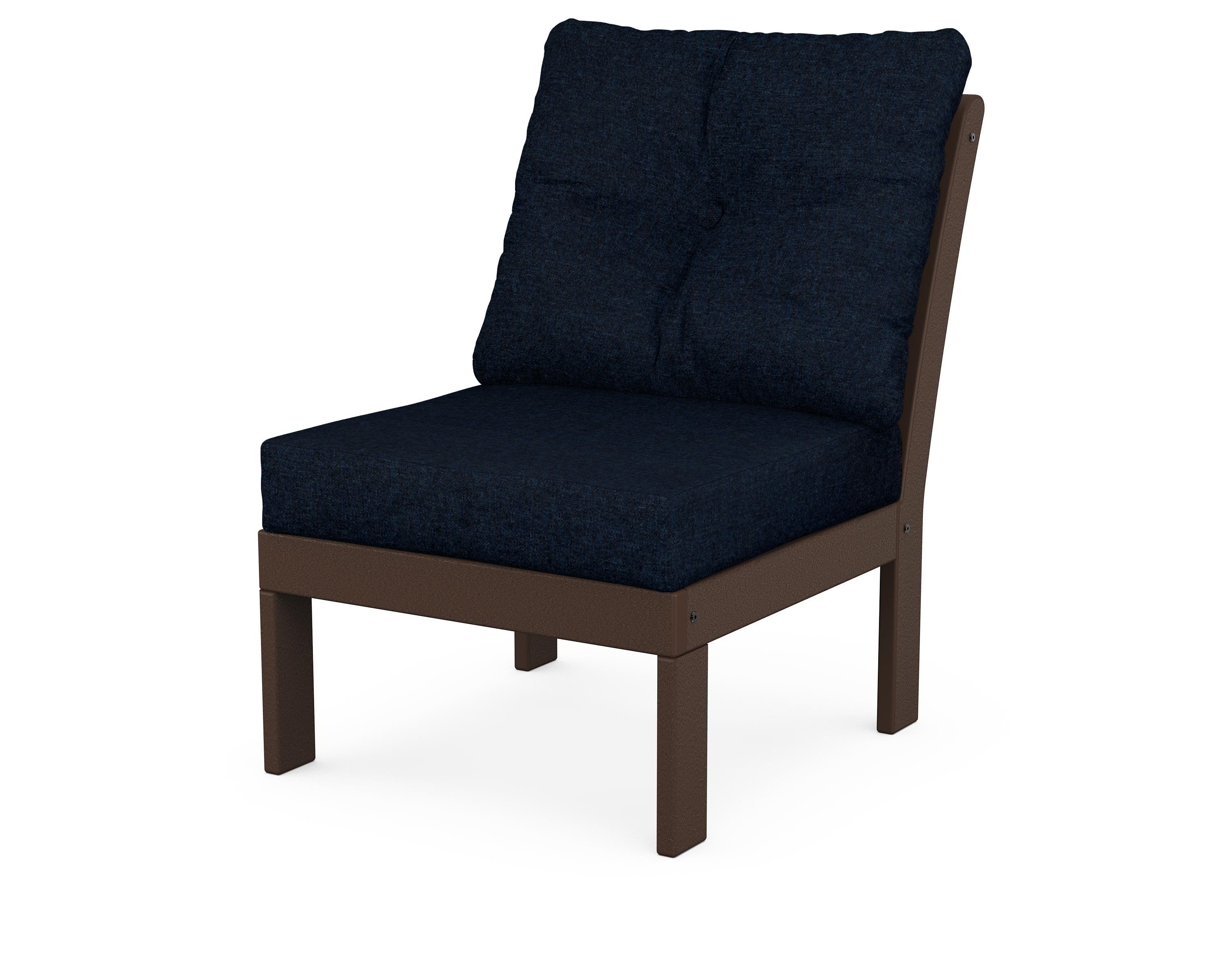 POLYWOOD® Vineyard Modular Armless Chair in Mahogany / Marine Indigo