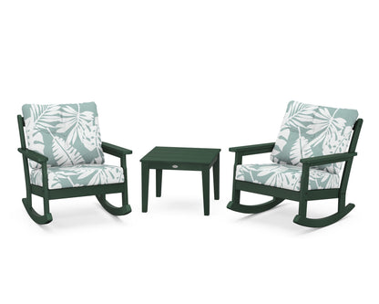 POLYWOOD® Vineyard 3-Piece Deep Seating Rocker Set in Green / Leaf Glacier Spa