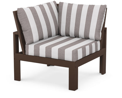 Unbranded Modular Corner Chair in Mahogany / Cabana Stripe Grey Mist