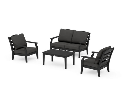 Draper James™ by  POLYWOOD® Savannah 4-Piece Deep Seating Set with Loveseat in Black / Spectrum Carbon