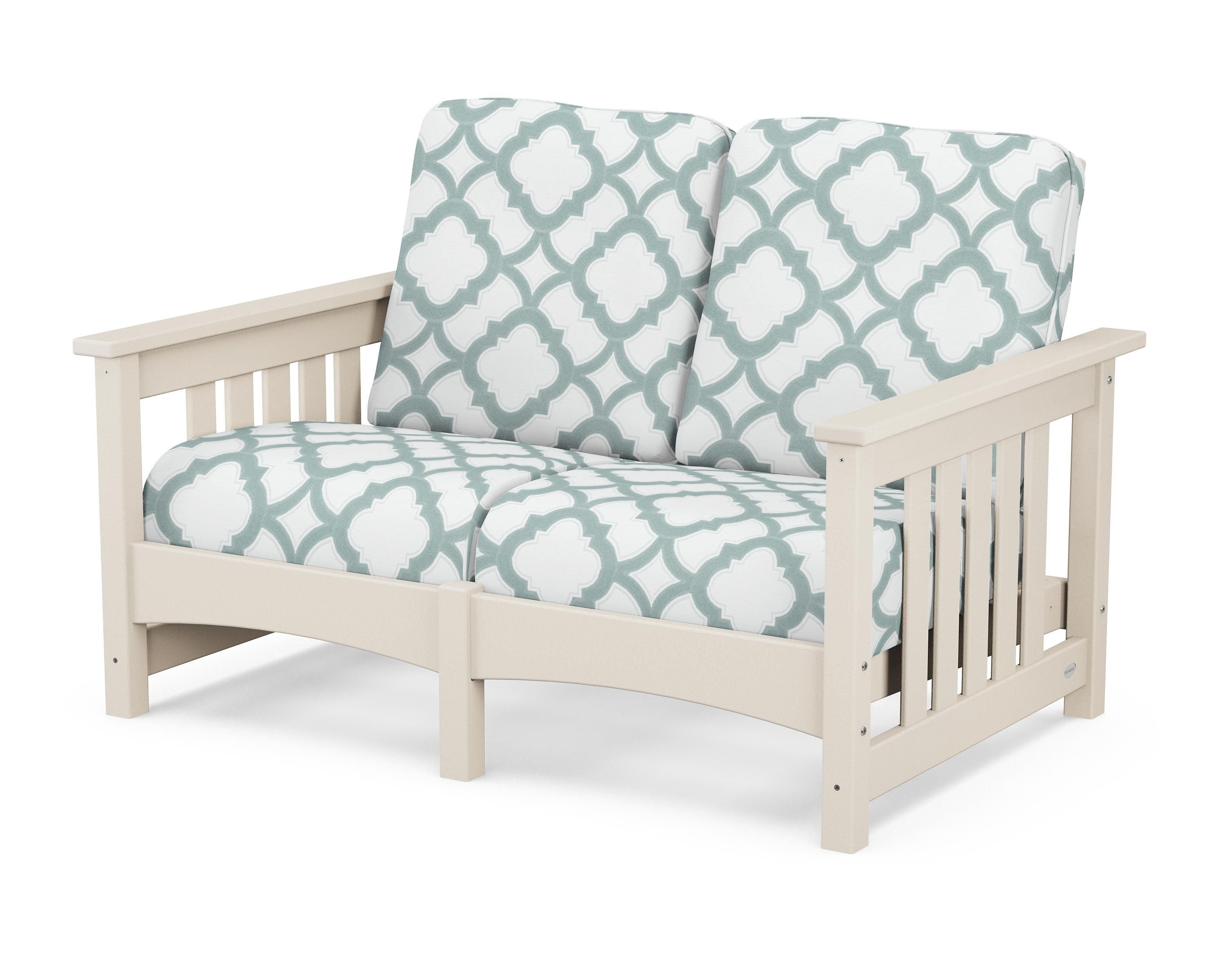 POLYWOOD® Club Mission Loveseat in Sand / Trellis Glacier Spa