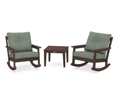 POLYWOOD® Vineyard 3-Piece Deep Seating Rocker Set in Mahogany / Cast Sage