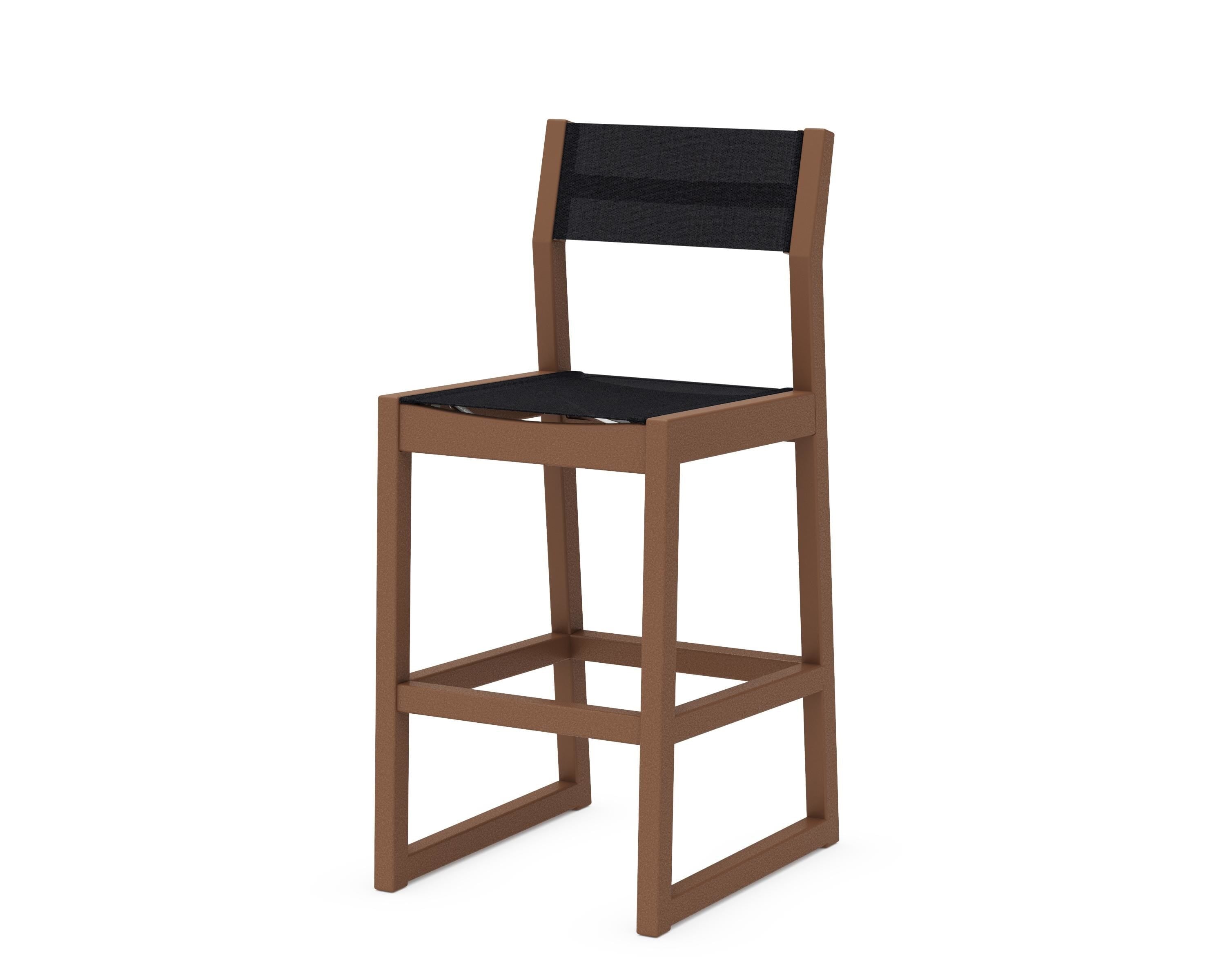 POLYWOOD® EDGE Sling Bar Side Chair in Teak / Black Sling