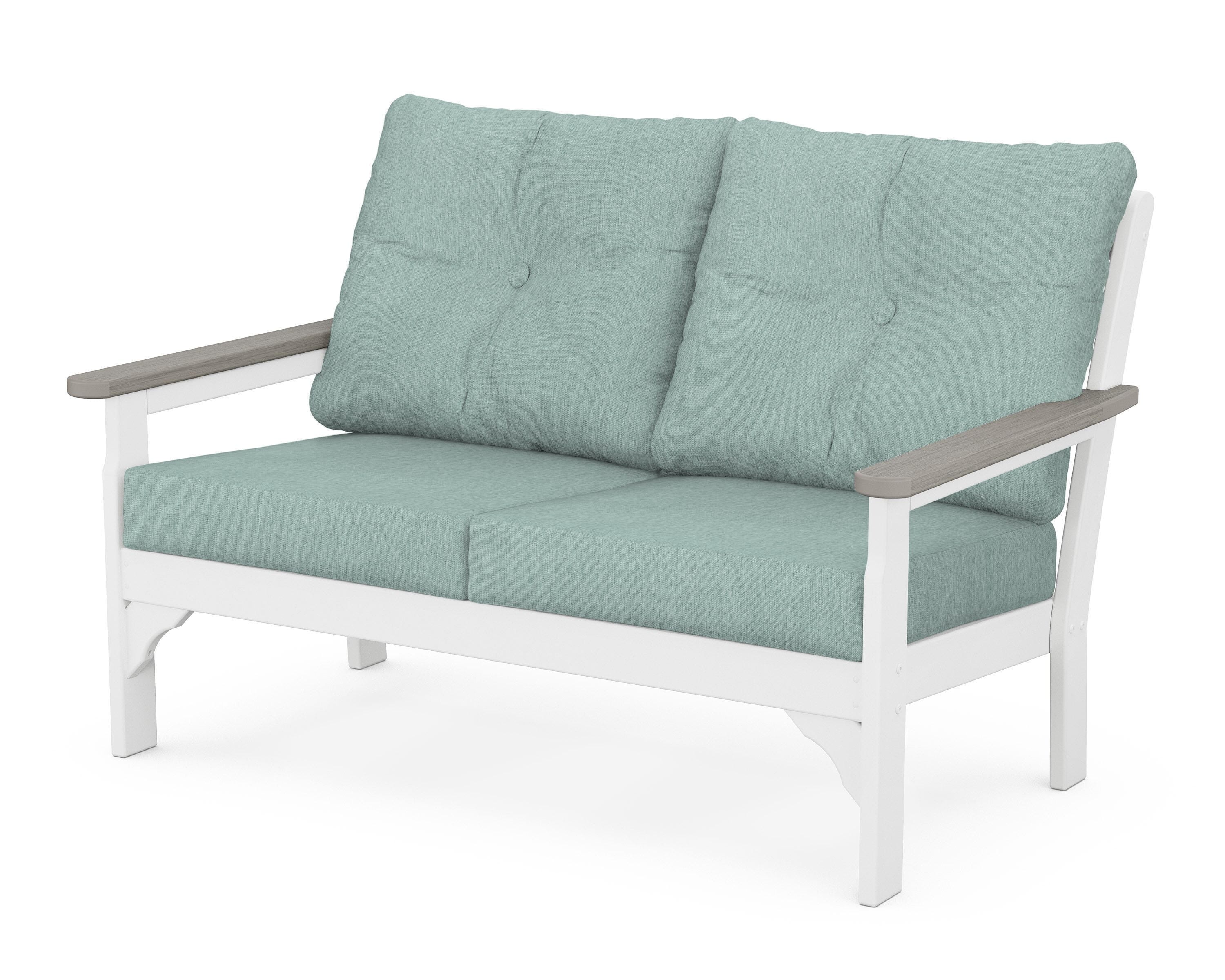 POLYWOOD® Vineyard Deep Seating Loveseat in White / Driftwood / Glacier Spa