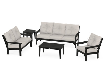 POLYWOOD® Vineyard 5 Piece Deep Seating Set in Black / Cast Ash