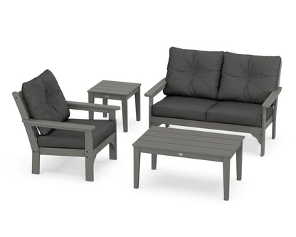 POLYWOOD® Vineyard 4-Piece Deep Seating Set in Slate Grey / Spectrum Carbon