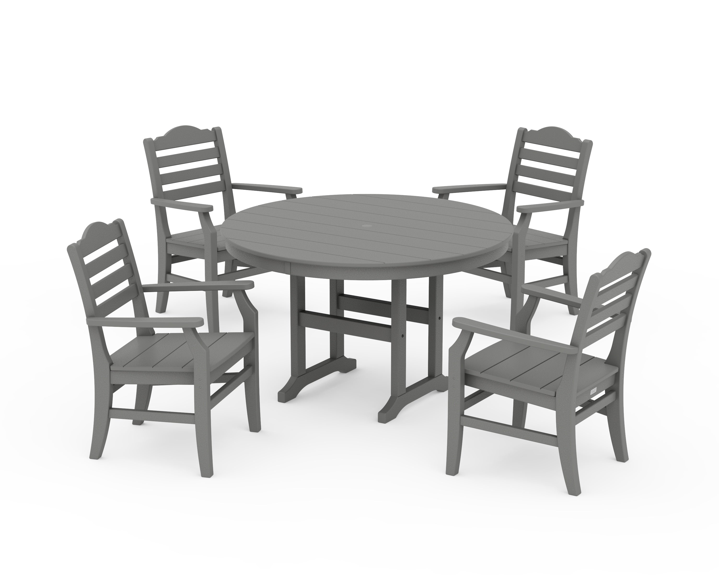 POLYWOOD® Savannah 5-Piece Round Farmhouse Dining Set in Slate Grey