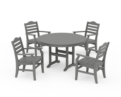 POLYWOOD® Savannah 5-Piece Round Farmhouse Dining Set in Slate Grey