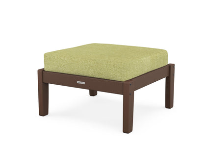 Martha Stewart by POLYWOOD® Chinoiserie Deep Seating Ottoman in Mahogany / Chartreuse Boucle