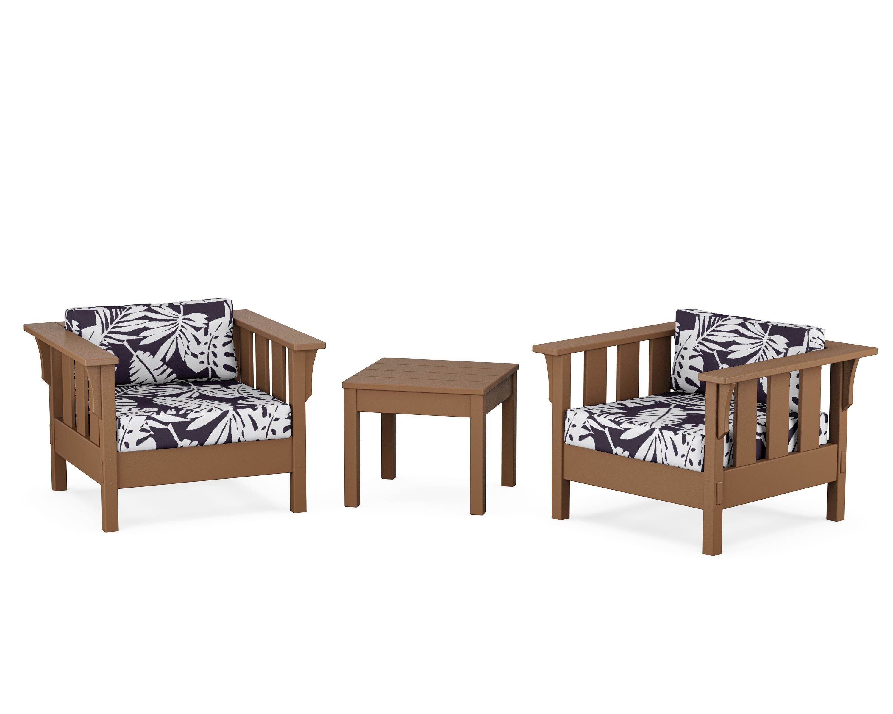 Martha Stewart by POLYWOOD® Acadia 3-Piece Deep Seating Set in Teak / Leaf Navy