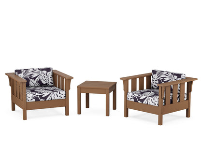 Martha Stewart by POLYWOOD® Acadia 3-Piece Deep Seating Set in Teak / Leaf Navy