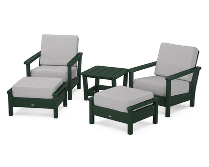 POLYWOOD® Harbour 5-Piece Deep Seating Chair Set in Green / Granite