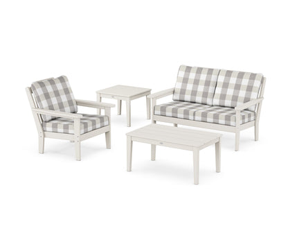 Country Living Wovendale 4-Piece Deep Seating Set in Sand / Buffalo Plaid Grey Mist