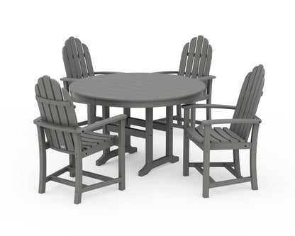 POLYWOOD® Classic Adirondack 5-Piece Round Farmhouse Dining Set in Slate Grey