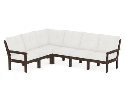 POLYWOOD® Vineyard 6-Piece Sectional in Mahogany / Natural Linen