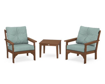 POLYWOOD® Vineyard 3-Piece Deep Seating Set in Teak / Glacier Spa