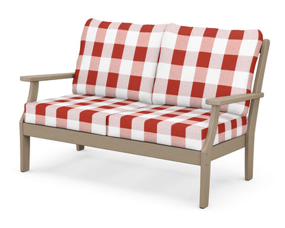 POLYWOOD® Braxton Deep Seating Loveseat in Vintage Sahara / Buffalo Plaid Crimson