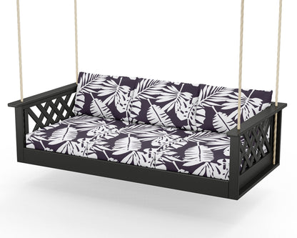 Country Living Wovendale Daybed Swing in Black / Leaf Navy