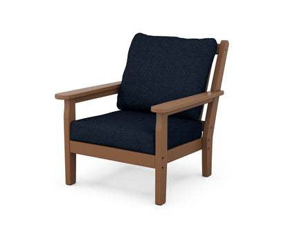 POLYWOOD® Chippendale Deep Seating Chair in Teak / Marine Indigo