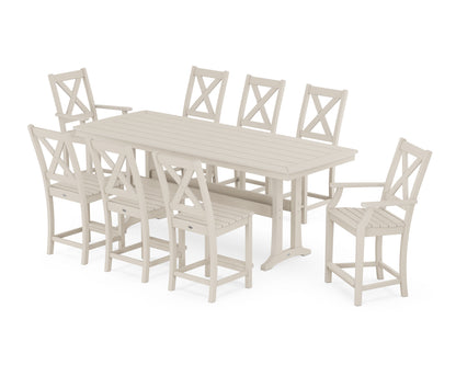 POLYWOOD® Braxton 9-Piece Counter Set with Trestle Legs in Sand