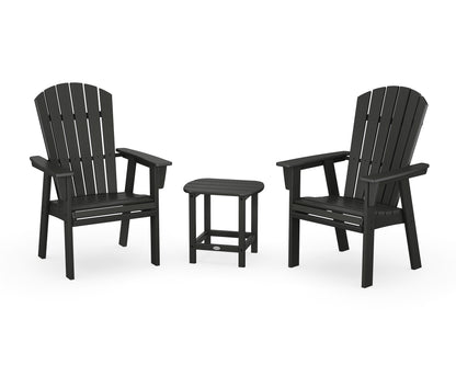 POLYWOOD® Nautical 3-Piece Curveback Upright Adirondack Chair Set in Black