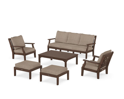 Martha Stewart by POLYWOOD® Chinoiserie 6-Piece Lounge Sofa Set in Mahogany / Spiced Burlap