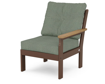 POLYWOOD® Vineyard Modular Right Arm Chair in Mahogany / Natural / Cast Sage