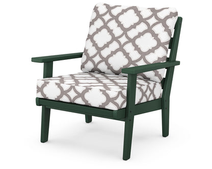 POLYWOOD® Grant Park Deep Seating Chair in Green / Trellis Grey Mist
