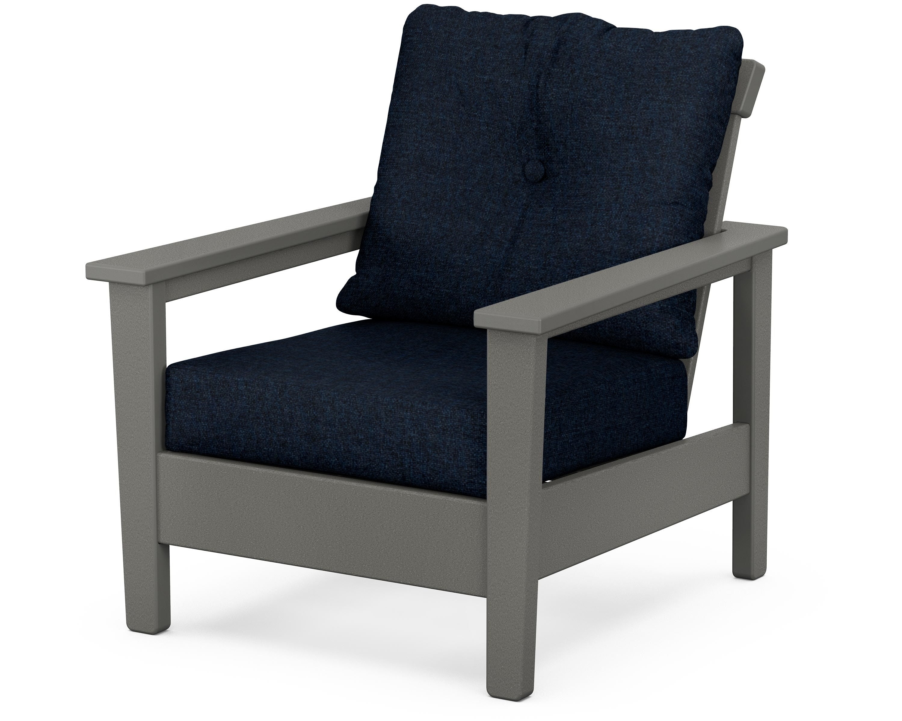 POLYWOOD® Prescott Deep Seating Chair in Slate Grey / Marine Indigo