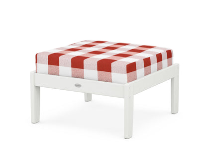 POLYWOOD® Braxton Deep Seating Ottoman in Vintage White / Buffalo Plaid Crimson