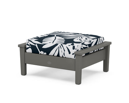 POLYWOOD® Prescott Deep Seating Ottoman in Slate Grey / Leaf Marine Indigo