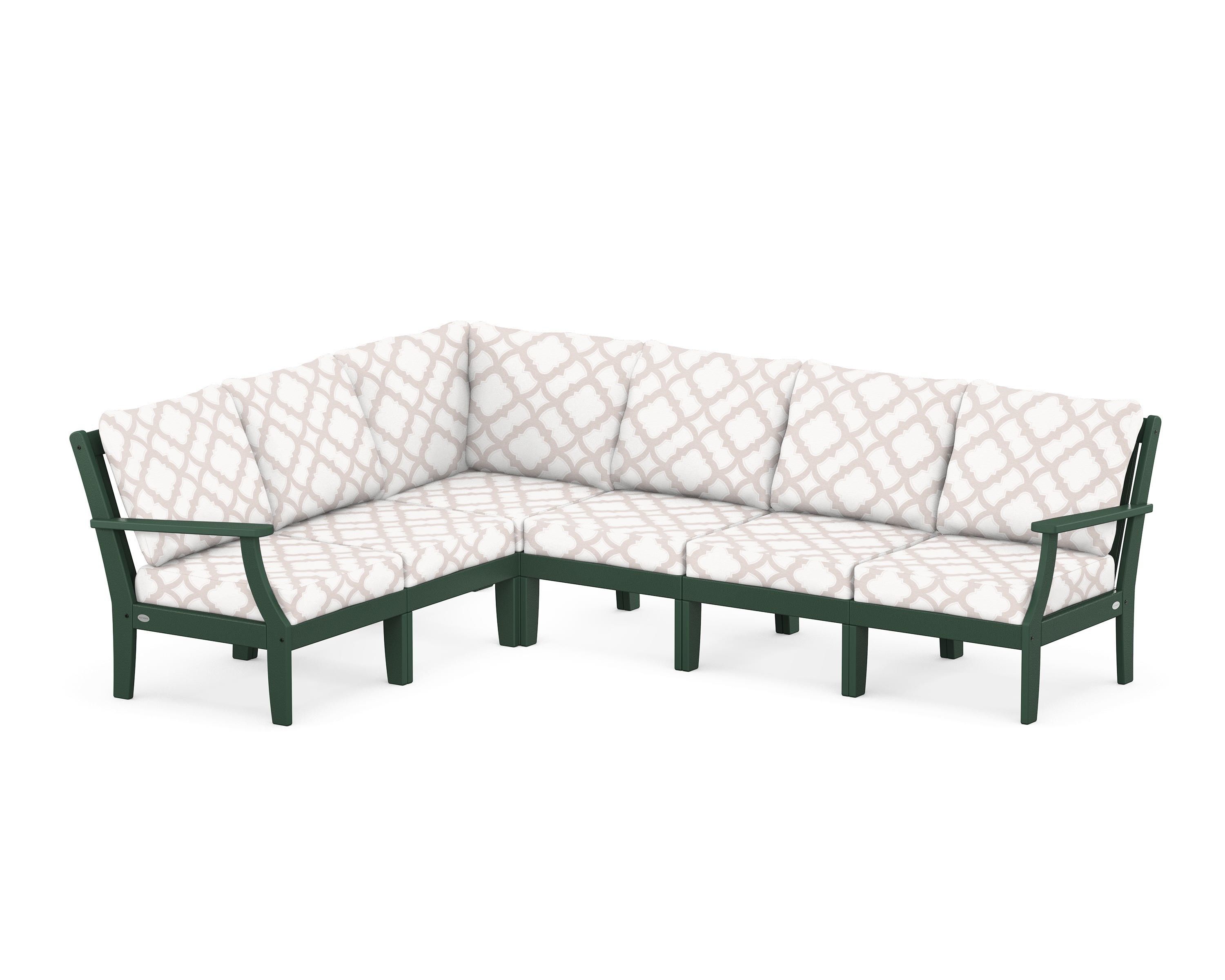 POLYWOOD® Braxton Modular 6-Piece Deep Seating Set in Green / Trellis Dune Burlap