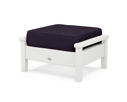 POLYWOOD® Harbour Deep Seating Ottoman in Vintage White / Navy Linen