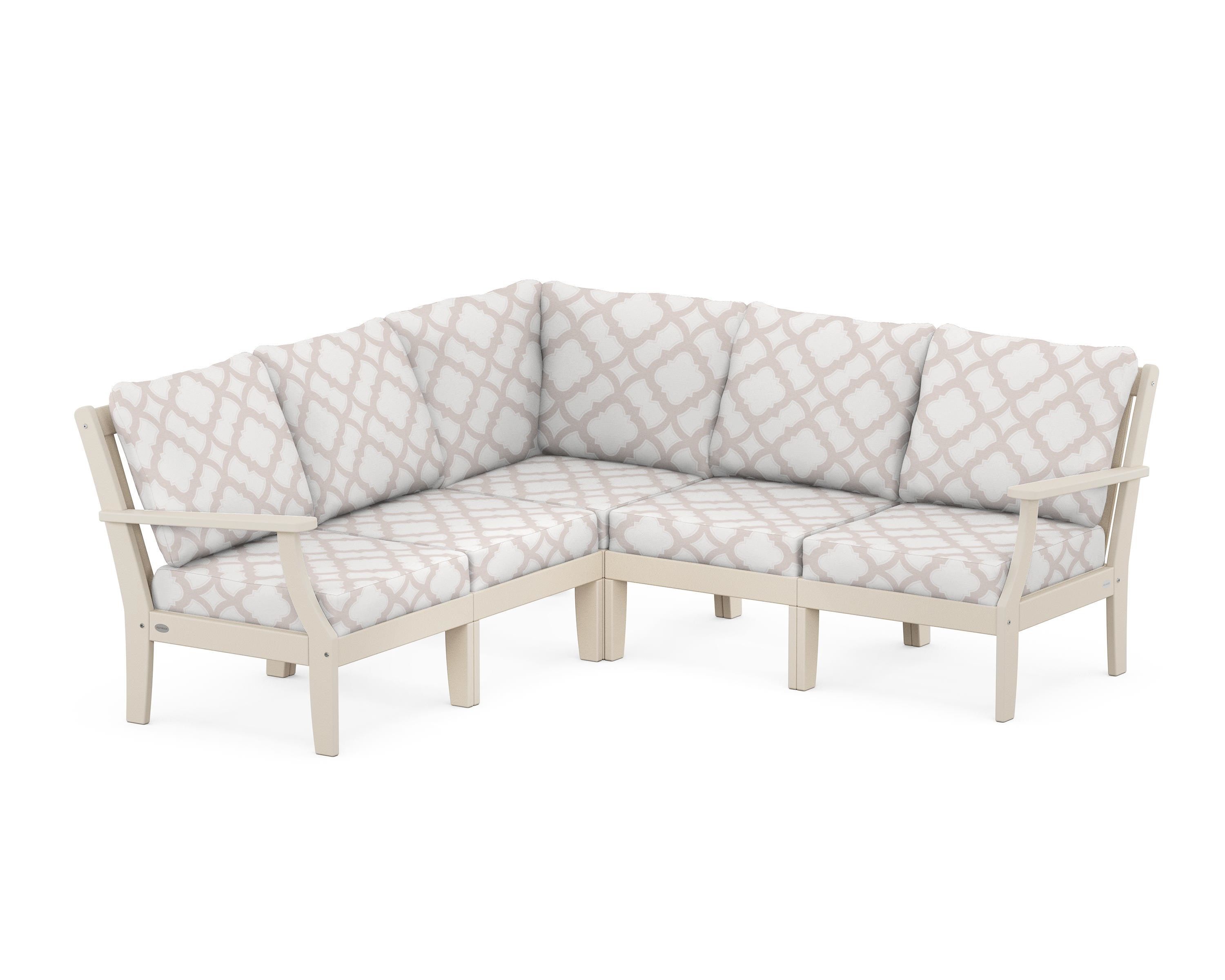 POLYWOOD® Braxton Modular 5-Piece Deep Seating Set in Sand / Trellis Dune Burlap