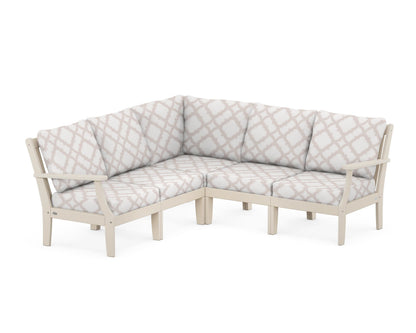 POLYWOOD® Braxton Modular 5-Piece Deep Seating Set in Sand / Trellis Dune Burlap
