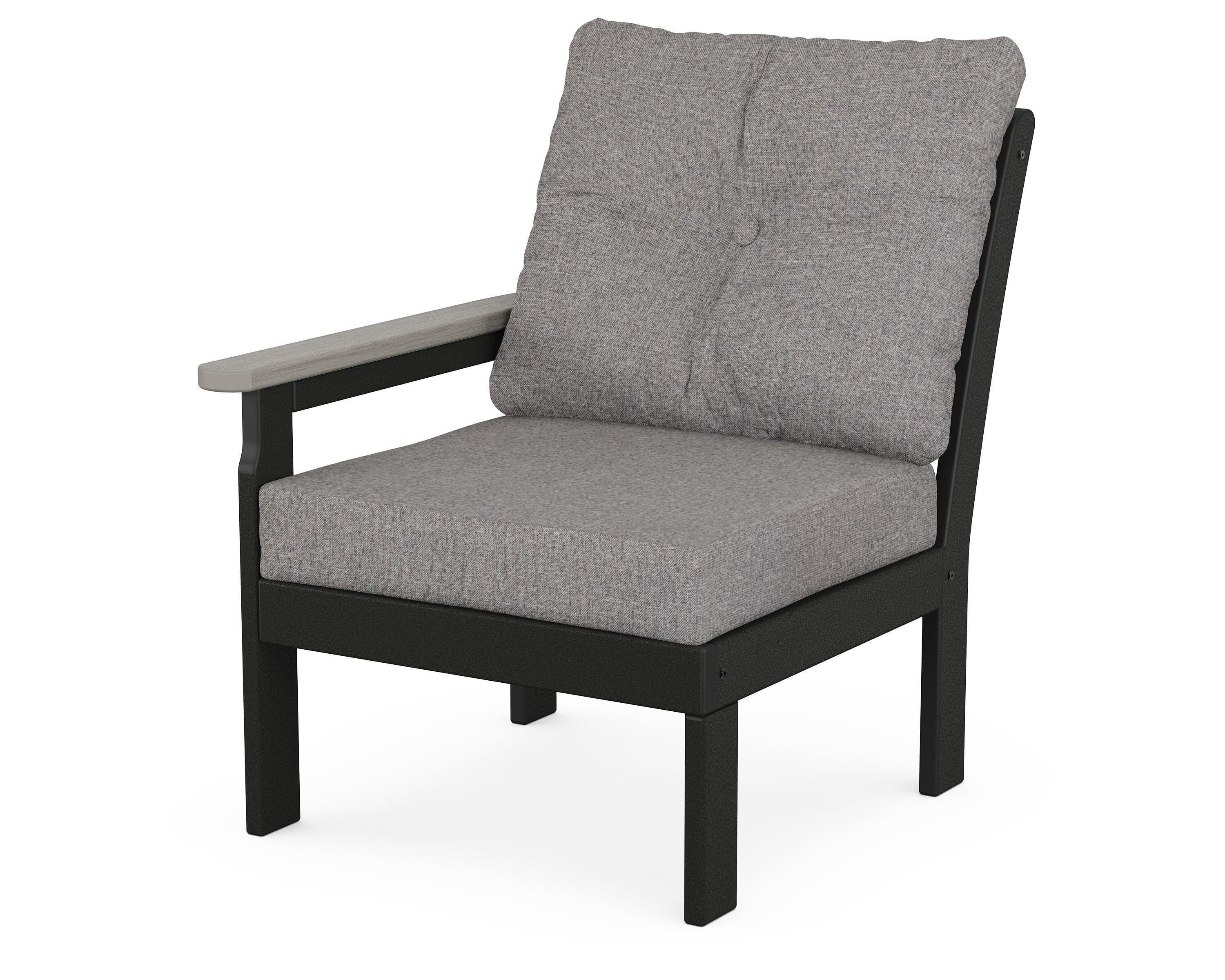 POLYWOOD® Vineyard Modular Left Arm Chair in Black / Driftwood / Grey Mist