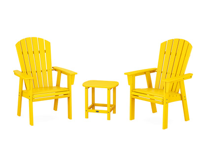 POLYWOOD® Nautical 3-Piece Curveback Upright Adirondack Chair Set in Lemon