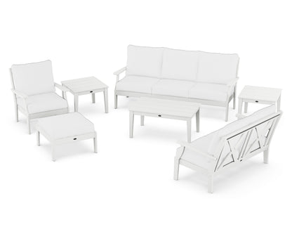 POLYWOOD® Braxton 7-Piece Deep Seating Set in White / Natural