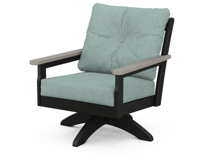 POLYWOOD® Vineyard Deep Seating Swivel Chair in Black / Driftwood / Glacier Spa