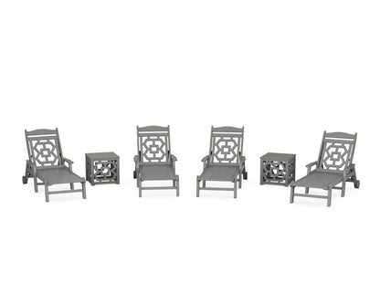 Martha Stewart by POLYWOOD® Chinoiserie 6-Piece Chaise Set in Slate Grey