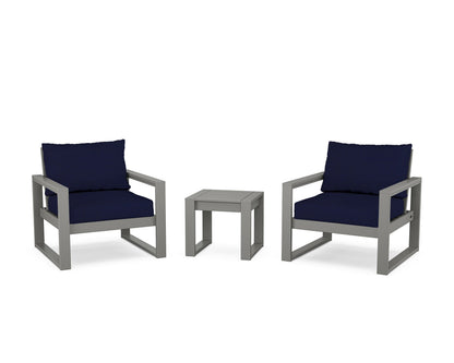 POLYWOOD® EDGE Sectional 3-Piece Deep Seating Set in Slate Grey / Navy