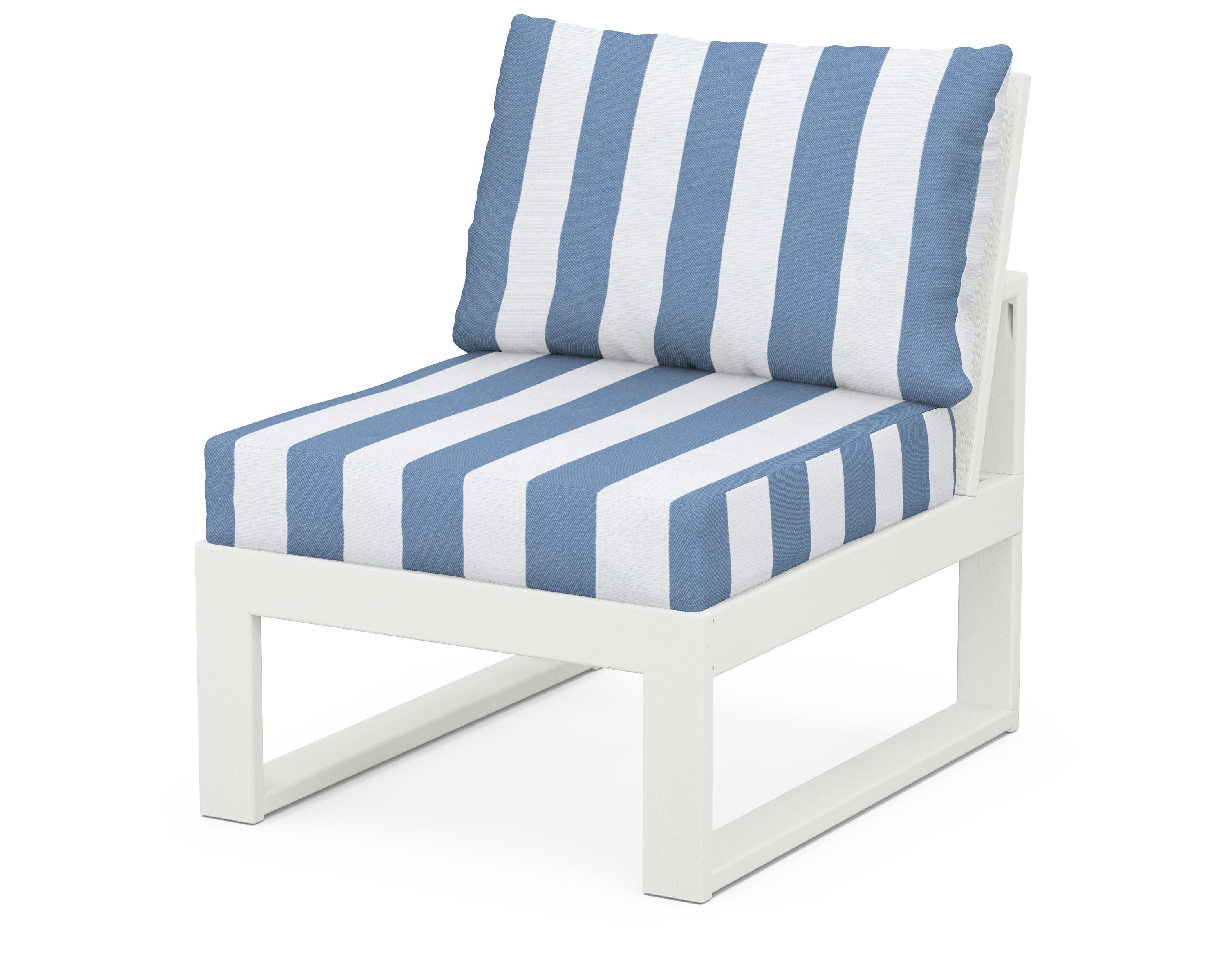 Unbranded Modular Armless Chair in Vintage White / Cabana Stripe Sky Blue