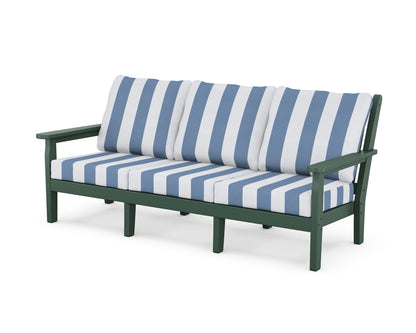 POLYWOOD® Chippendale Deep Seating Sofa in Green / Cabana Stripe Sky Blue