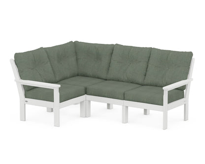 POLYWOOD® Vineyard 4-Piece Sectional in White / Cast Sage