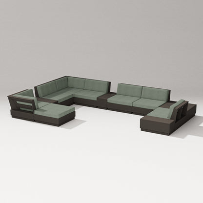 PW Designer Series Elevate 12-Piece Conversation Sectional Set in Vintage Coffee / Cast Sage