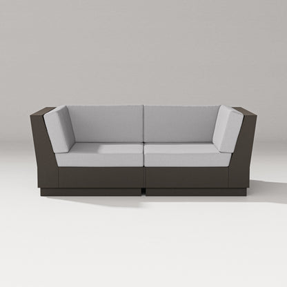 PW Designer Series Elevate Loveseat Sectional in Vintage Coffee / Granite