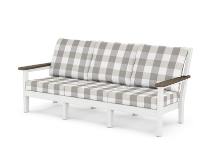 POLYWOOD® Chippendale Deep Seating Sofa in White / Kona / Buffalo Plaid Grey Mist