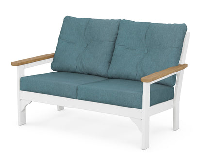 POLYWOOD® Vineyard Deep Seating Loveseat in White / Natural / Ocean Teal